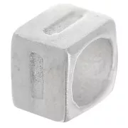 Cubo alfabeto perla 5x4 mm con agujero grande - I - Plateado 925 x1
