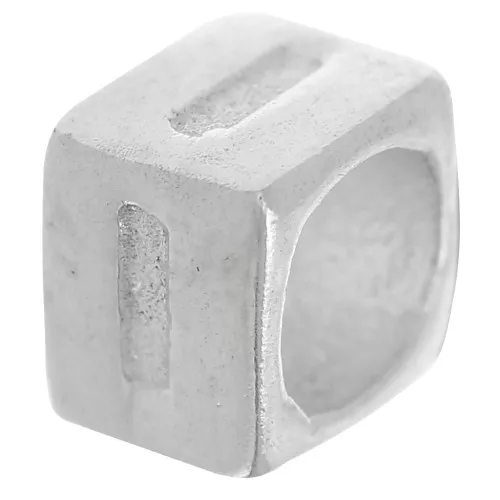 Cubo alfabeto perla 5x4 mm con agujero grande - I - Plateado 925 x1