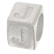 Cubo alfabeto perla 5x4 mm con agujero grande - J - Plateado 925 x1|raw }}