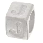 Cubo alfabeto perla 5x4 mm con agujero grande - J - Plateado 925 x1