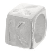 Cubo alfabeto perla 5x4 mm con agujero grande - K - Plateado 925 x1