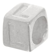 Cubo alfabeto perla 5x4 mm con agujero grande - L - Plateado 925 x1|raw }}