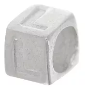 Cubo alfabeto perla 5x4 mm con agujero grande - L - Plateado 925 x1
