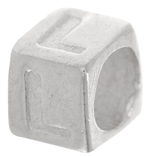 Cubo alfabeto perla 5x4 mm con agujero grande - L - Plateado 925 x1