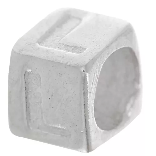 Cubo alfabeto perla 5x4 mm con agujero grande - L - Plateado 925 x1