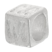 Cubo alfabeto perla 5x4 mm con agujero grande - M - Plateado 925 x1|raw }}