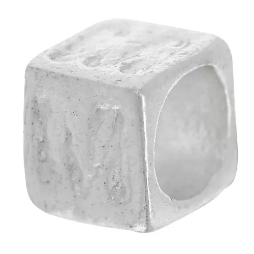 Cubo alfabeto perla 5x4 mm con agujero grande - M - Plateado 925 x1