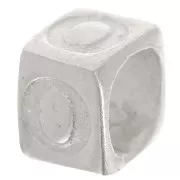 Cubo alfabeto perla 5x4 mm con agujero grande - O - Plateado 925 x1