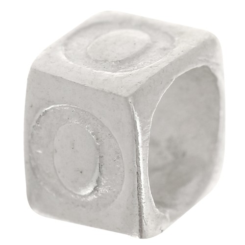 Cubo alfabeto perla 5x4 mm con agujero grande - O - Plateado 925 x1