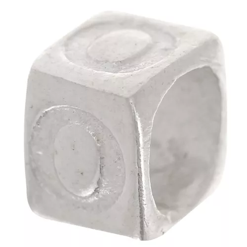 Cubo alfabeto perla 5x4 mm con agujero grande - O - Plateado 925 x1