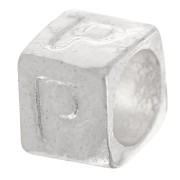 Cubo alfabeto perla 5x4 mm con agujero grande - P - Plateado 925 x1|raw }}