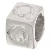 Cubo alfabeto perla 5x4 mm con agujero grande - Q - Plateado 925 x1