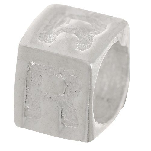 Cubo alfabeto perla 5x4 mm con agujero grande - R - Plateado 925 x1
