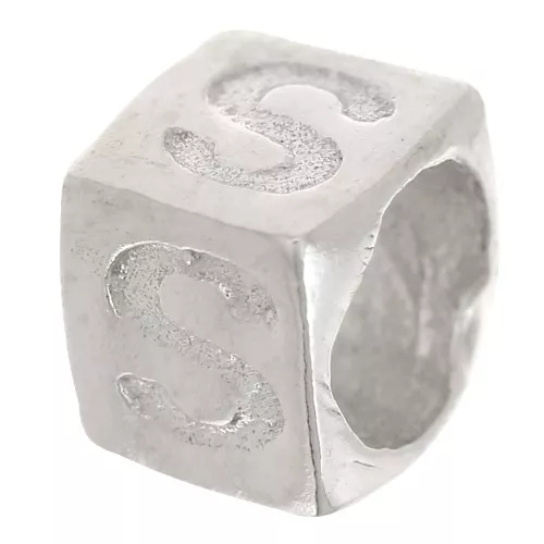Cubo alfabeto perla 5x4 mm con agujero grande - S - Plateado 925 x1