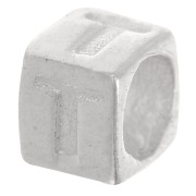 Cubo alfabeto perla 5x4 mm con agujero grande - T - Plata 925 x1|raw }}