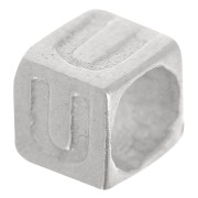 Cubo alfabeto perla 5x4 mm con agujero grande - U - Plateado 925 x1|raw }}