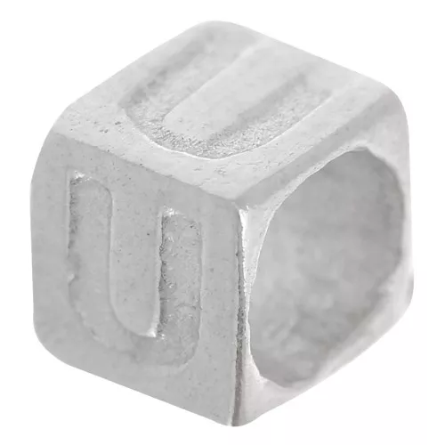 Cubo alfabeto perla 5x4 mm con agujero grande - U - Plateado 925 x1