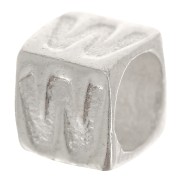 Cubo alfabeto perla 5x4 mm con agujero grande - W - Plata 925 x1|raw }}