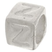Cubo alfabeto perla 5x4 mm con agujero grande - Z - Plateado 925 x1|raw }}