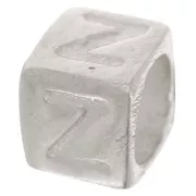 Cubo alfabeto perla 5x4 mm con agujero grande - Z - Plateado 925 x1