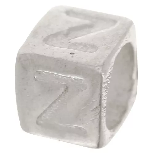 Cubo alfabeto perla 5x4 mm con agujero grande - Z - Plateado 925 x1