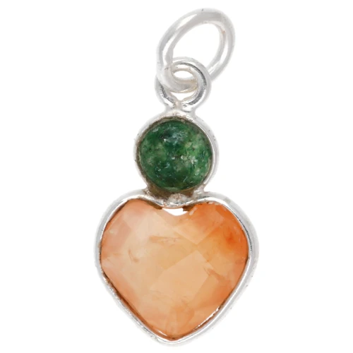 Colgante corazón de Cornalina 9x9 mm con cabujón de Aventurina 4 mm - Plata 925 x1