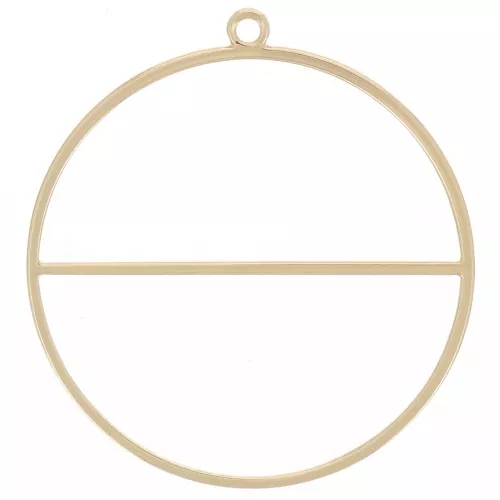 Colgante circular con barra horizontal - anillo entretejido - 38 mm - Dorado x1