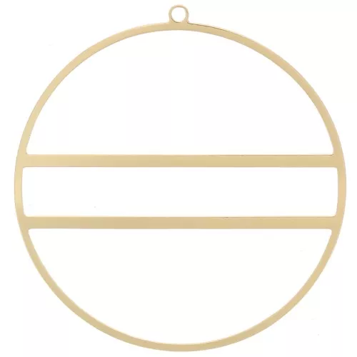 Colgante circular con dos barras horizontales - 43 mm - Dorado x1