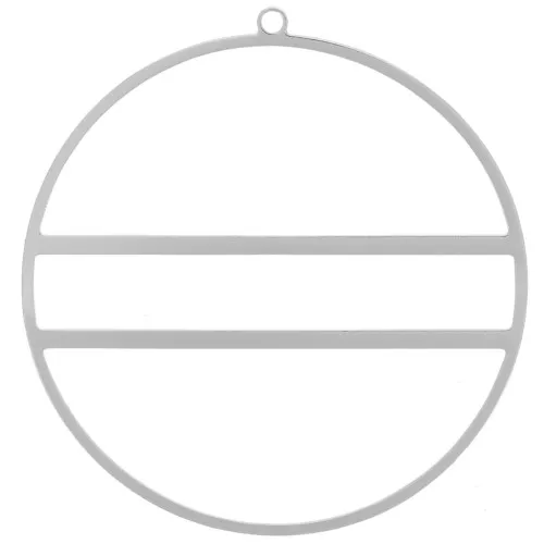 Colgante circular con dos barras horizontales - 43 mm - Plateado x1