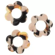 Colgante Flor Acetato 18 mm - Carey - Salmón - Marrón x1