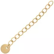 Rombo cadena de extensión de malla 44 mm y medalla - Acero inoxidable 304L Dorado x1