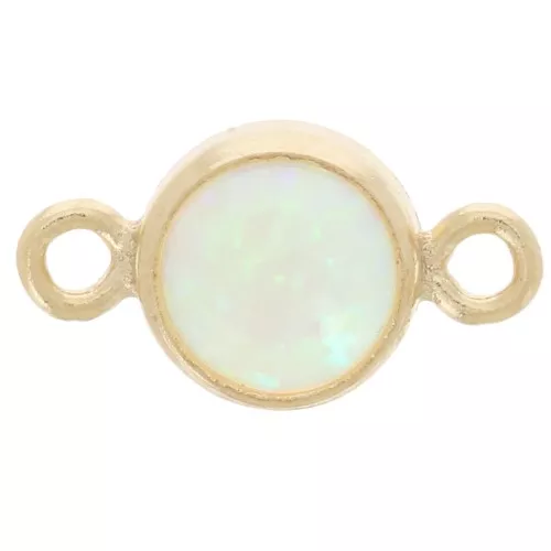 Entrepieza redonda 4,6 mm imitación Ópalo Menta - Gold filled x1