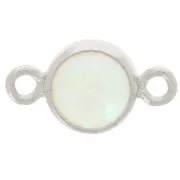 Mint - Intercalaire rond 4.6 mm avec cabochon imitation Mint Opal - Argent 925 x1 Intercalaire rond 4.6 mm avec cabochon imitation Mint Opal - Argent 925 x1
