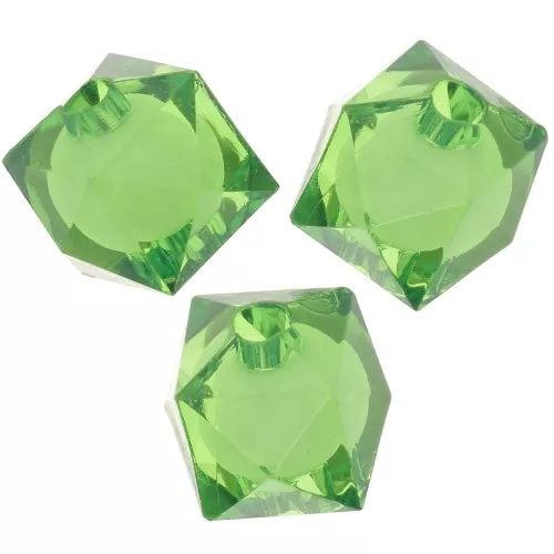 Cuentas facetadas cuadradas de 10 mm de acrílico transparente - Verde x10