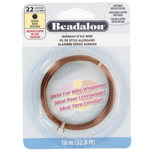 Hilo de cobre redondo de 0,64 mm - German Style Wire - Latón antiguo x 10 m