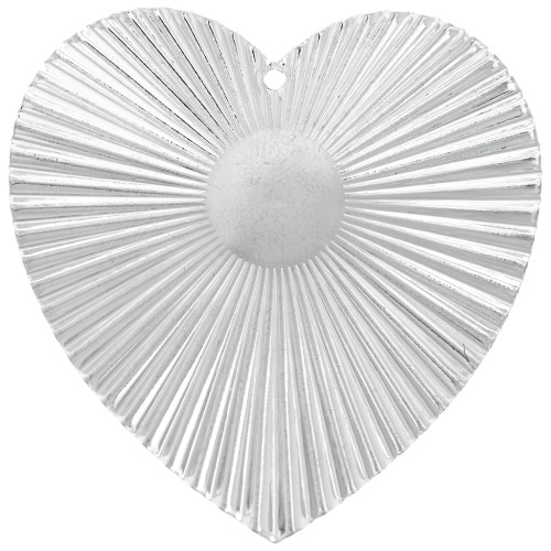 Colgante corazón efecto plisado 41x40 mm para cabujón de 10 mm - Plateado fino x1