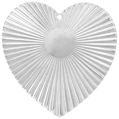 Colgante corazón efecto plisado 41x40 mm para cabujón de 10 mm - Plateado fino x1