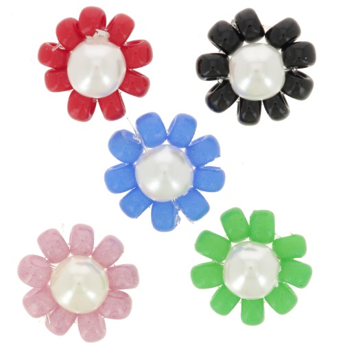 Regalo - Cuentas de rocalla flor - margarita - 10 mm - Colores de forma aleatoria x2