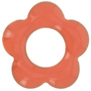 Colgantes flor 18 mm metal y resina epoxi - Rosa coral x4