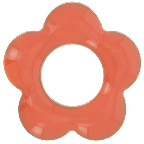 Colgantes flor 18 mm metal y resina epoxi - Rosa coral x4