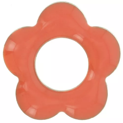 Colgantes flor 18 mm metal y resina epoxi - Rosa coral x4