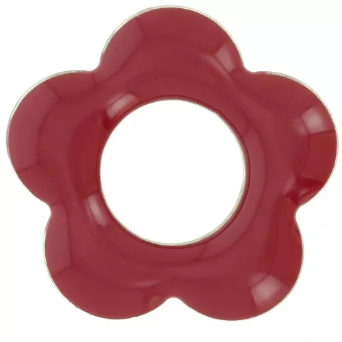 Colgantes flor 18 mm metal y resina epoxi - Rojo oscuro x4