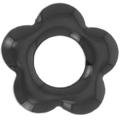Colgantes flor 18 mm metal y resina epoxi - Negro x4