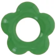 Colgantes flor 18 mm metal y resina epoxi - Verde x4