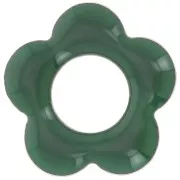 Colgantes flor 18 mm metal y resina epoxi - Verde abeto x4