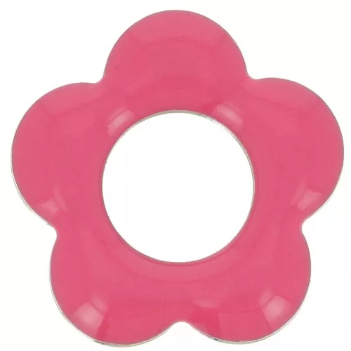Colgantes flor 18 mm metal y resina epoxi - Rosa fluorescente x4