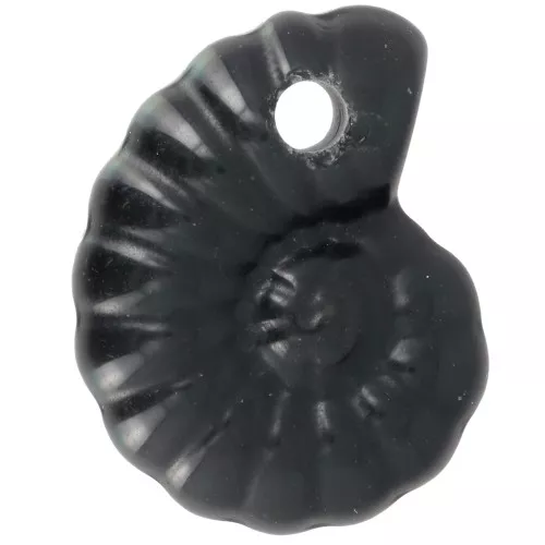 Colgante de concha espiral de 20x16 mm en imitación piedra preciosa - Obsidiana x1