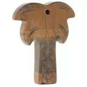 Colgante palmera 28x22 mm gema - Ojo de tigre x1