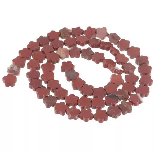 Cuentas flor 6mm gema - Jaspe rojo x 38cm
