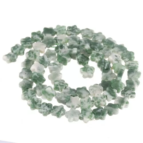 Cuentas flor 6mm piedra preciosa - Cuarcita verde x 38cm